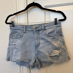 Light Blue Distressed Jean Shorts 8 Like New